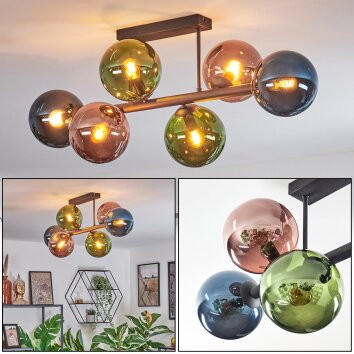 Gastor Plafoniera, Lampada a sfera Blu, Verde, Ramato, 6-Luci