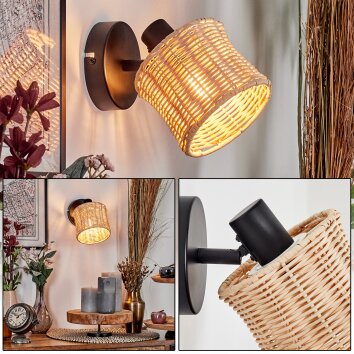 Cavaca Applique, Faretto da parete Nero, 1-Luce