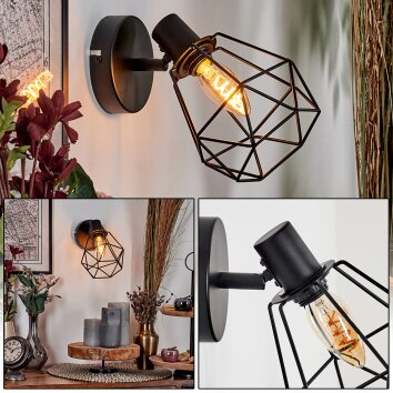 Yaak Applique, Faretto da parete Nero, 1-Luce