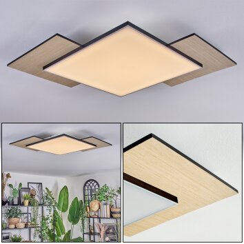 Barullu Plafoniera, Panel LED Aspetto del legno, Nero, Bianco, 1-Luce