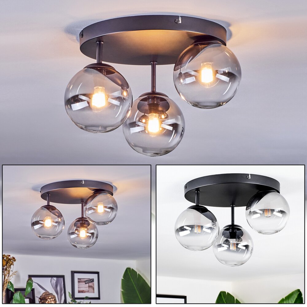 Chehalis Plafoniera, Lampada a sfera 30.5 cm Chiaro, Grigio fumo, 3-Luci main product photo