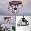 Chehalis Plafoniera, Lampada a sfera 30 cm Chiaro, Grigio fumo, 3-Luci