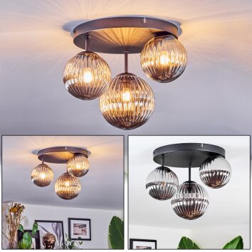 Chehalis Plafoniera, Lampada a sfera 30 cm Grigio fumo, 3-Luci