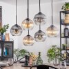 Koyoto Lampadario a sospensione, Lampada a sfera, Lampada a sospensione Ambrato, Chiaro, Grigio fumo, 6-Luci