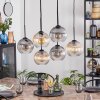 Koyoto Lampadario a sospensione, Lampada a sfera, Lampada a sospensione Ambrato, Chiaro, Grigio fumo, 6-Luci