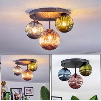 Chehalis Plafoniera, Lampada a sfera 30 cm Blu, Verde, Ramato, 3-Luci