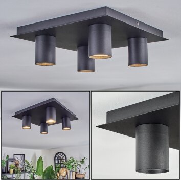 Udena Plafoniera LED Nero, 4-Luci