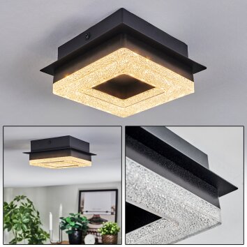 Walon Plafoniera LED Nero, 1-Luce