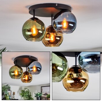 Koyoto Plafoniera, Lampada a sfera 30 cm Blu, Oro, Verde, 3-Luci