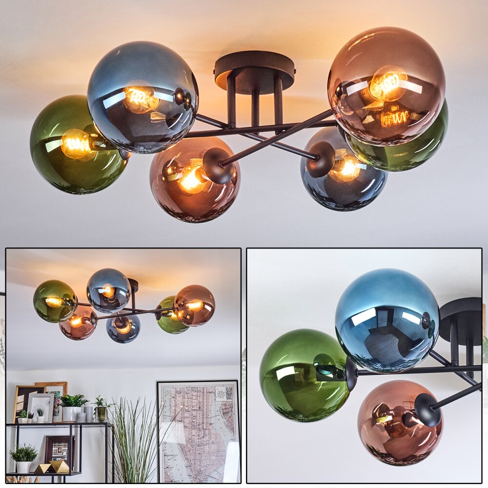 Gastor Plafoniera, Lampada a sfera 62 cm Blu, Verde, Ramato, 6-Luci main product photo