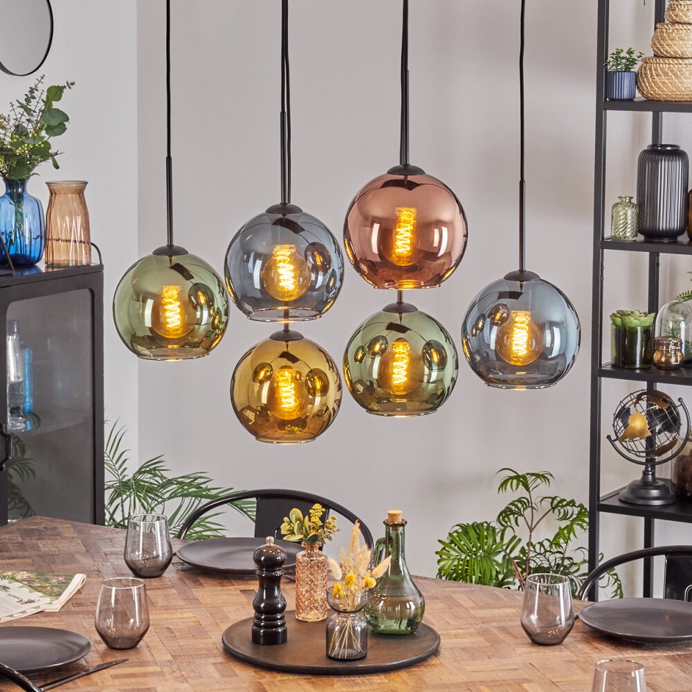 Koyoto Lampadario a sospensione, Lampada a sfera, Lampada a sospensione Blu, Oro, Verde, Ramato, 6-Luci main product photo