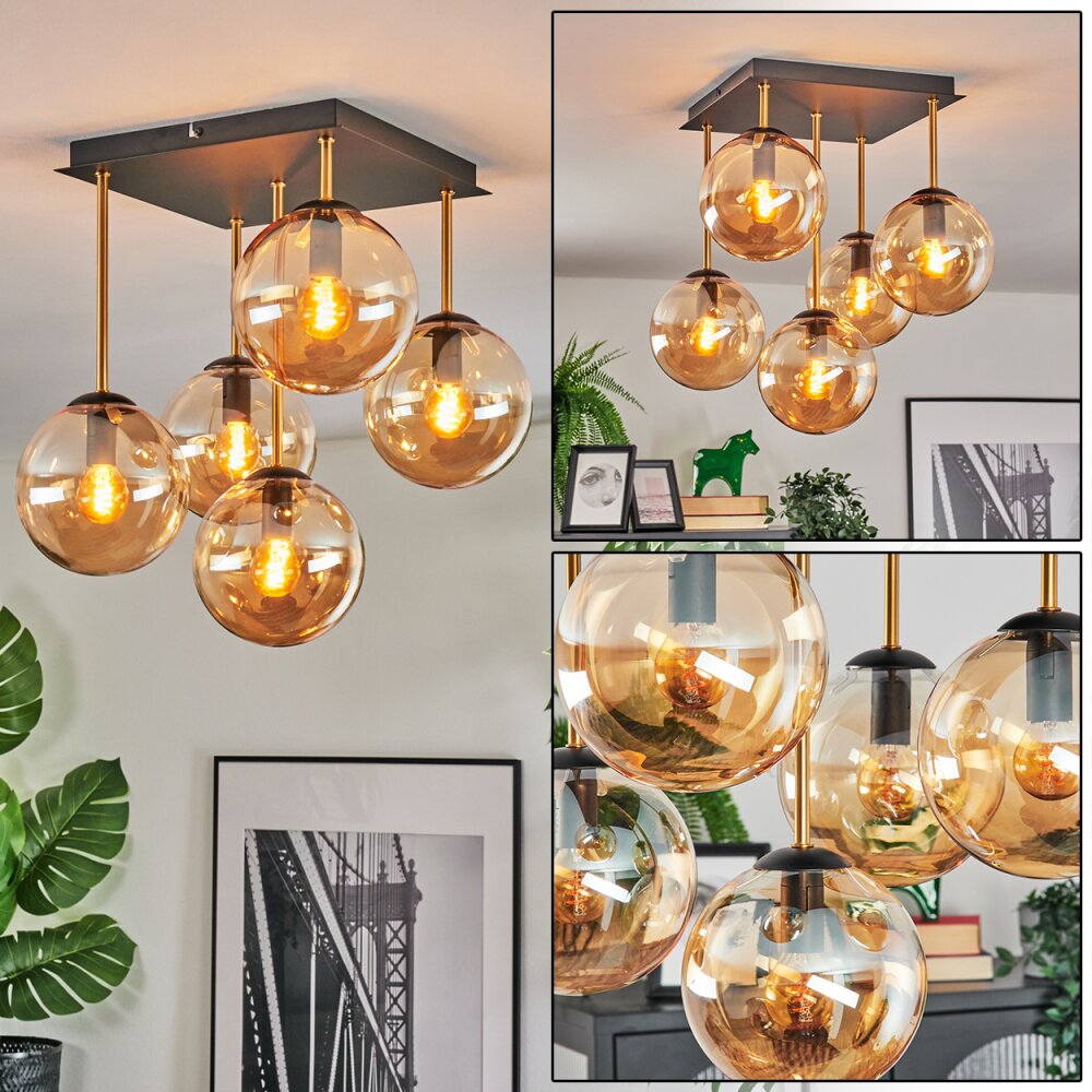 Gastor Plafoniera, Lampada a sfera Oro, Nero, 5-Luci main product photo