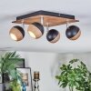 Haldor Plafoniera, Faretto da soffitto Cromo, Aspetto del legno, Nero, 4-Luci