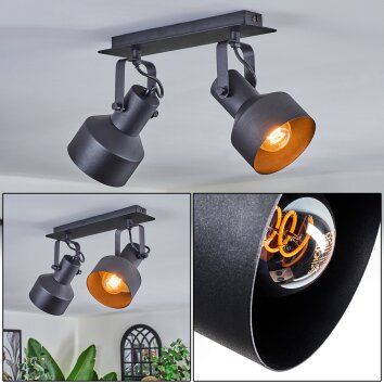 Tylar Plafoniera, Faretto da soffitto Nero, 2-Luci