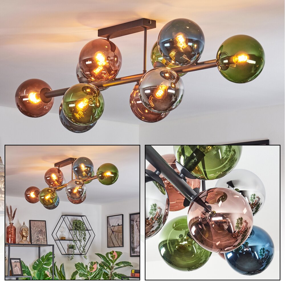 Gastor Plafoniera, Lampada a sfera Blu, Cromo, Verde, Ramato, Grigio fumo, 10-Luci main product photo