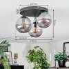 Gastor Plafoniera, Lampada a sfera 30 cm Grigio fumo, 3-Luci
