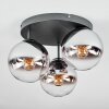 Gastor Plafoniera, Lampada a sfera Cromo, Chiaro, Grigio fumo, 3-Luci