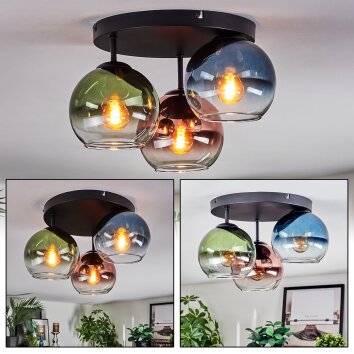 Koyoto Plafoniera, Lampada a sfera 30 cm Blu, Verde, Chiaro, Ramato, 3-Luci