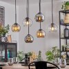 Koyoto Lampadario a sospensione, Lampada a sfera, Lampada a sospensione Ambrato, Cromo, Chiaro, Grigio fumo, 6-Luci