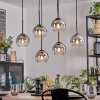 Koyoto Lampadario a sospensione, Lampada a sfera, Lampada a sospensione Cromo, Chiaro, Grigio fumo, 6-Luci