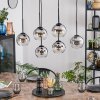 Koyoto Lampadario a sospensione, Lampada a sfera, Lampada a sospensione Cromo, Chiaro, Grigio fumo, 6-Luci