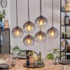 Koyoto Lampadario a sospensione, Lampada a sfera, Lampada a sospensione Chiaro, Grigio fumo, 6-Luci