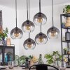 Koyoto Lampadario a sospensione, Lampada a sfera, Lampada a sospensione Chiaro, Grigio fumo, 6-Luci