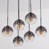Koyoto Lampadario a sospensione, Lampada a sfera, Lampada a sospensione Chiaro, Grigio fumo, 6-Luci