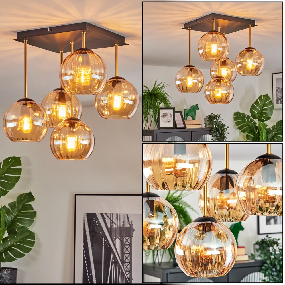 Gastor Plafoniera, Lampada a sfera Oro, Nero, 5-Luci main product photo
