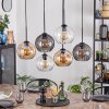 Koyoto Lampadario a sospensione, Lampada a sfera, Lampada a sospensione Ambrato, Chiaro, Grigio fumo, 6-Luci