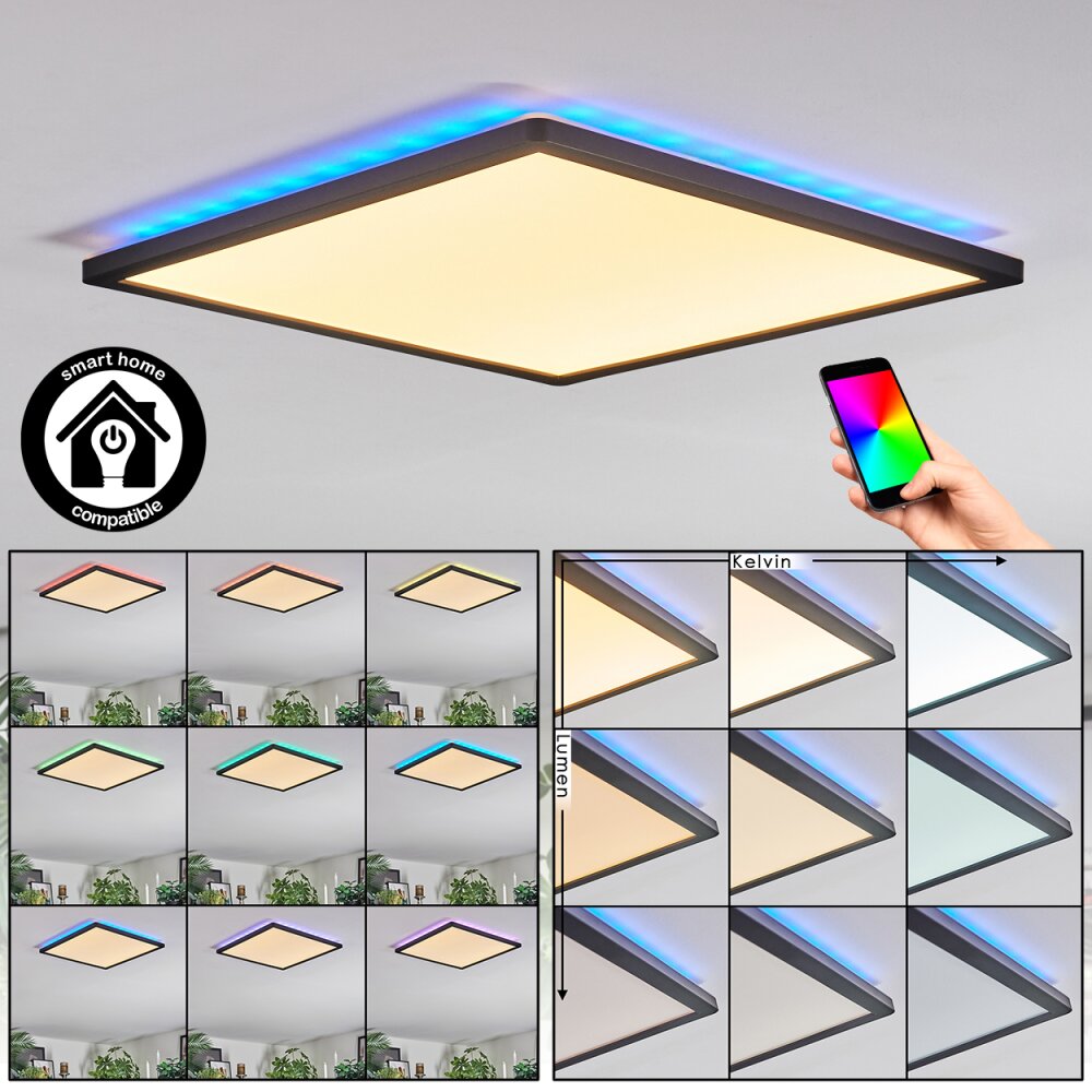 Zuren Plafoniera, Panel LED Nero, 1-Luce, Cambia colore main product photo