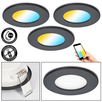 Ramek Plafoniera, Lampada da incasso LED Nero, 3-Luci