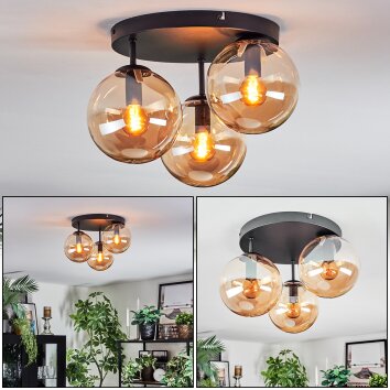 Gastor Plafoniera, Lampada a sfera Ambrato, 3-Luci