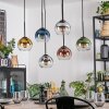 Koyoto Lampadario a sospensione, Lampada a sfera, Lampada a sospensione Blu, Oro, Chiaro, Ramato, Grigio fumo, 6-Luci