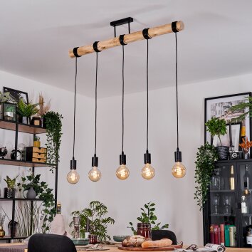 Soungou Lampadario a sospensione, Lampada a sospensione Écru, Nero, 5-Luci