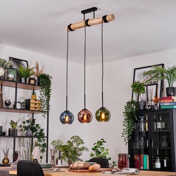 Koyoto Lampadario a sospensione, Lampada a sfera, Lampada a sospensione Écru, Nero, 3-Luci Koyoto Lampadario a sospensione, Lampada a sfera, Lampada a sospensione Écru, Nero, 3-Luci