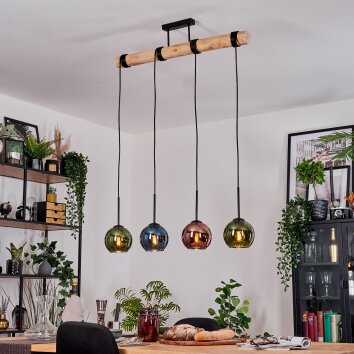 Koyoto Lampadario a sospensione, Lampada a sfera, Lampada a sospensione Écru, Nero, 4-Luci