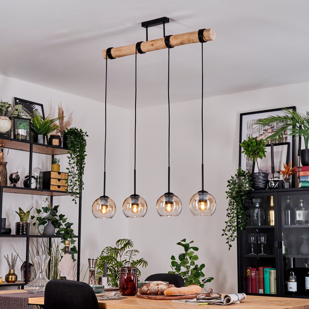 Koyoto Lampadario a sospensione, Lampada a sfera, Lampada a sospensione Écru, Nero, 4-Luci main product photo