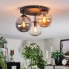 Gastor Plafoniera, Lampada a sfera 30 cm Ambrato, Chiaro, Grigio fumo, 3-Luci