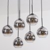 Koyoto Lampadario a sospensione, Lampada a sfera, Lampada a sospensione Cromo, Chiaro, Grigio fumo, 6-Luci