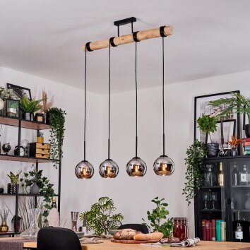Koyoto Lampadario a sospensione, Lampada a sfera, Lampada a sospensione Écru, Nero, 4-Luci