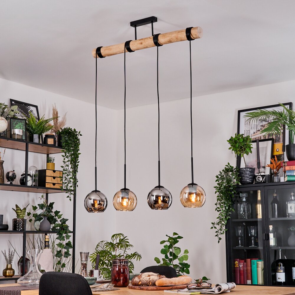 Koyoto Lampadario a sospensione, Lampada a sfera, Lampada a sospensione Écru, Nero, 4-Luci main product photo