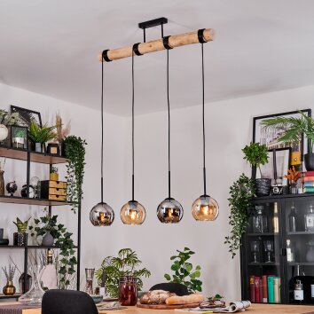 Koyoto Lampadario a sospensione, Lampada a sfera, Lampada a sospensione Écru, Nero, 4-Luci