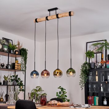 Koyoto Lampadario a sospensione, Lampada a sfera, Lampada a sospensione Écru, Nero, 4-Luci Koyoto Lampadario a sospensione, Lampada a sfera, Lampada a sospensione Écru, Nero, 4-Luci