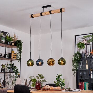 Koyoto Lampadario a sospensione, Lampada a sfera, Lampada a sospensione Écru, Nero, 4-Luci Koyoto Lampadario a sospensione, Lampada a sfera, Lampada a sospensione Écru, Nero, 4-Luci