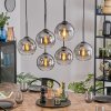 Koyoto Lampadario a sospensione, Lampada a sfera, Lampada a sospensione Chiaro, Grigio fumo, 6-Luci