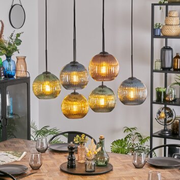 Koyoto Lampadario a sospensione, Lampada a sfera, Lampada a sospensione Blu, Oro, Verde, Ramato, 6-Luci