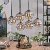 Ripoll Lampadario a sospensione, Lampada a sfera, Lampada a sospensione Cromo, Chiaro, Grigio fumo, 6-Luci