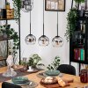 Koyoto Lampadario a sospensione, Lampada a sfera, Lampada a sospensione Écru, Nero, 3-Luci