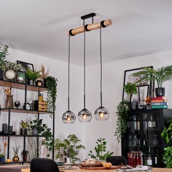 Koyoto Lampadario a sospensione, Lampada a sfera, Lampada a sospensione Écru, Nero, 3-Luci